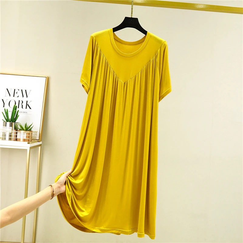 Women's Loose Modal Dress Thin Section Large Skirt Enlarged Nightdress Outer Pajamas A-line Skirt Pleated Summer Women Nightgowns Women Nightdresses Women Pajamas Sleeping Dress