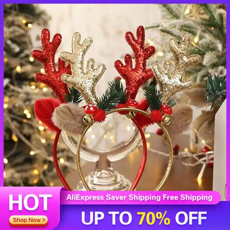 

Christmas Party Cosplay Headband Cute Antlers Christmas Headband With Bells Party Cosplay Headband New Year Decoration