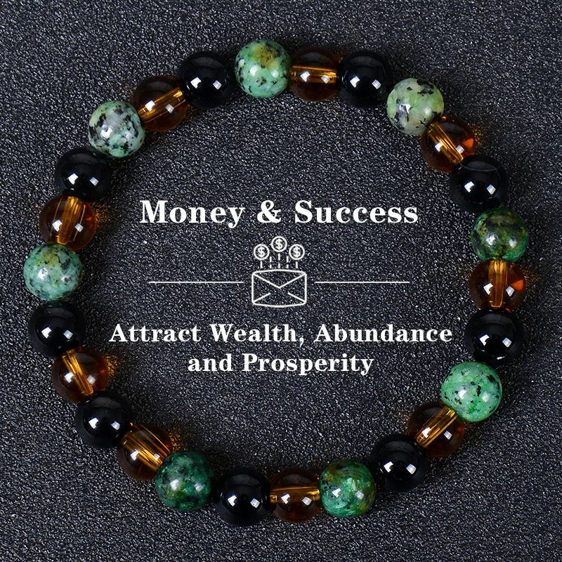 Natural Stone Bracelet Tiger Eye Stone Crystal Wealth Money Success Bracelet Men's and Women's Bracelets 호안석팔찌