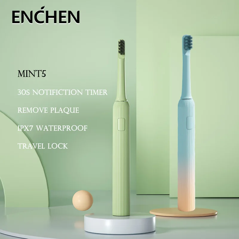 ENCHEN MINT5 Electric Sonic Toothbrush Type C Port Adult Couple Set Whole Body Washable IPX7 Waterproof Three Cleaning Modes oclean z1 sonic electric toothbrush adult ipx7 waterproof usb ultrasonic automatic fast charge with 3 cleaning modes toothbrush
