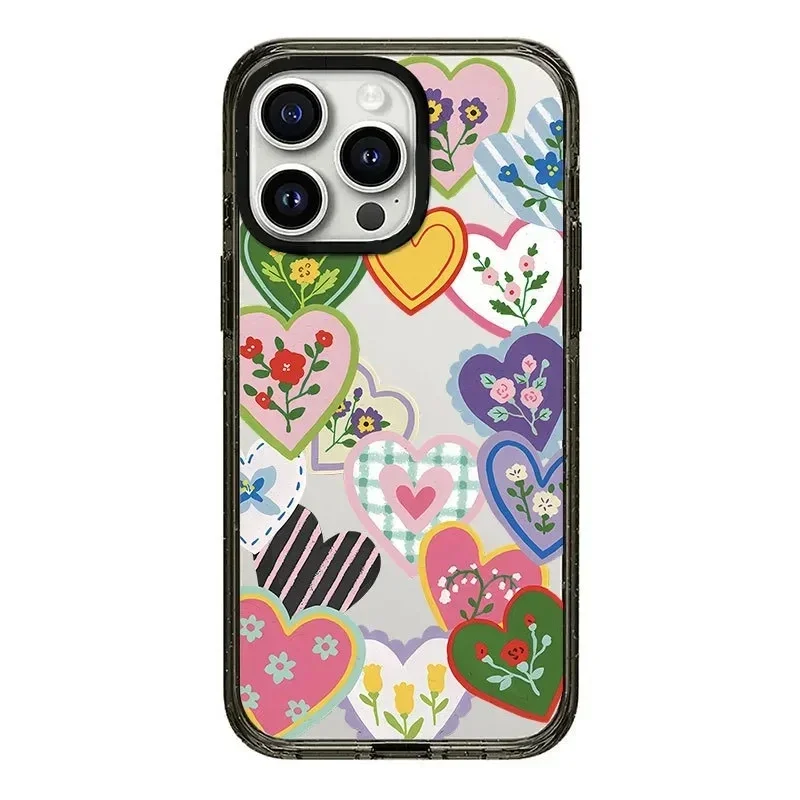 

2.0 Version Acrylic Upgrade Border Heart Flower Phone Case Cover for IPhone 11 12 13 14 15 Pro Max Case for IPhone 14 Pro Max