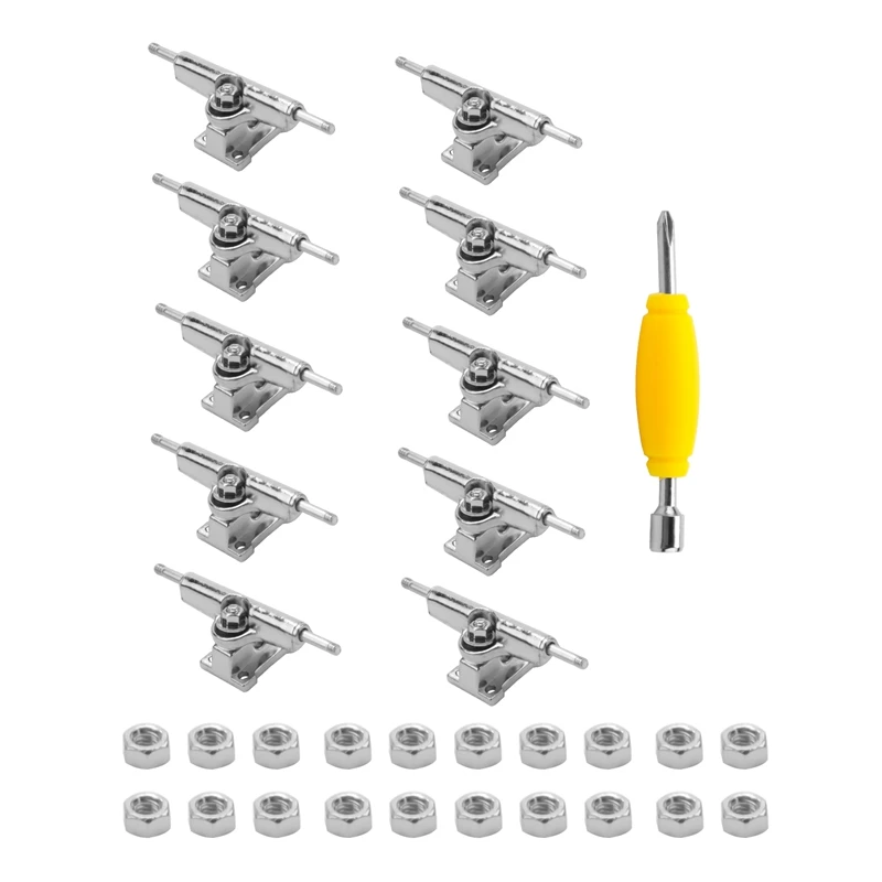 

10 Pcs 29Mm Fingerboard Trucks Finger Skateboard Deck With Nuts With Spanner Screwdriver For Finger Skateboards