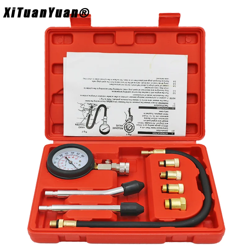 Kit Tester Di Compressione Motore A Benzina, Manometro Cilindro Professionale G326 Per Set Di Attrezzi Auto Motore A Benzina (0-300Psi)
