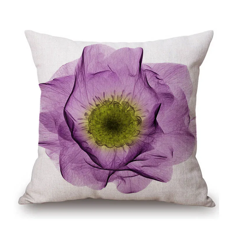 

Purple Red Flower X ray Home Decoration Sofa Throw Pillow Case Cotton Linen Car Chair Nordic Car Chair Cushion Cover