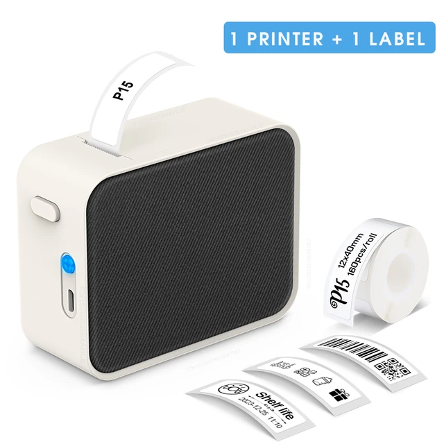 Imprimante d'étiquettes thermiques sans fil Bluetooth Portable P15