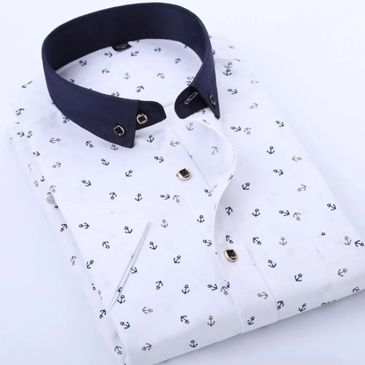 

New Men's Spring Summer Print Short Sleeve Shirt Print For Young And Middle-aged Mens Smart Casual Shirt Blue Purple Howdfeo