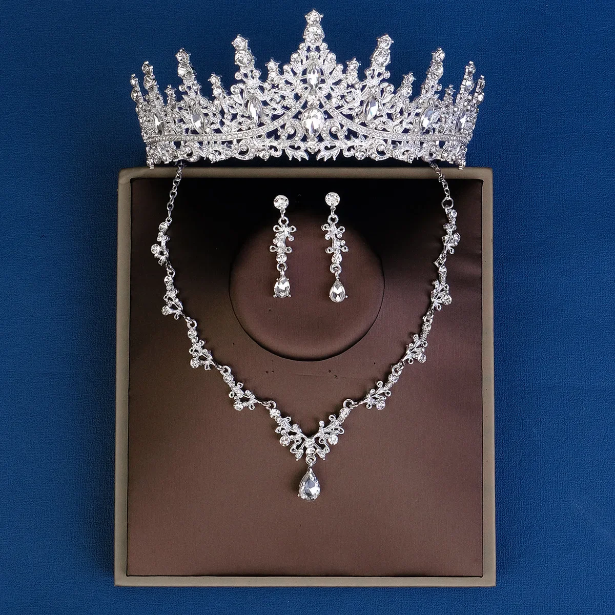 

hair clips necklace for women Bridal Jewelry Sets for Women Wedding Crown Earrings Tiaras Set Necklace Bride Crown Jewelry Set