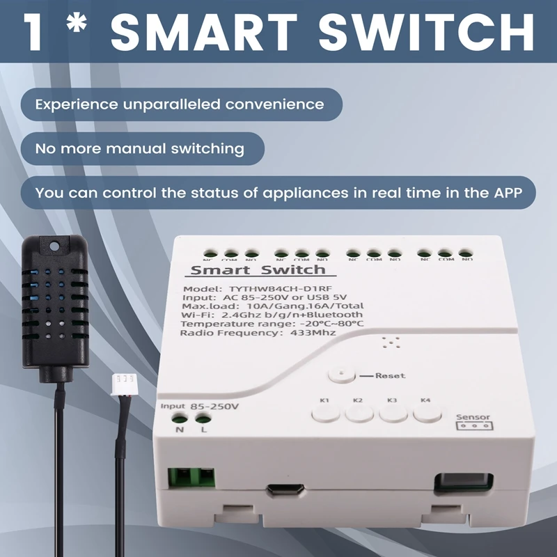 Tuya Wifi Smart Switch Temperature Humidity Sensor Monitor AC 85-250V Wireless Smart Switch For Alexa Google Home