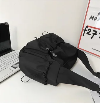 حقيبة كتف عصرية للزوجين مع بطانة من البوليستر، حقيبة كروس للطلاب في الحرم الجامعي مع جيب جانبي، حقيبة ساعي البريد من النايلون الأسود للمراهقين 4