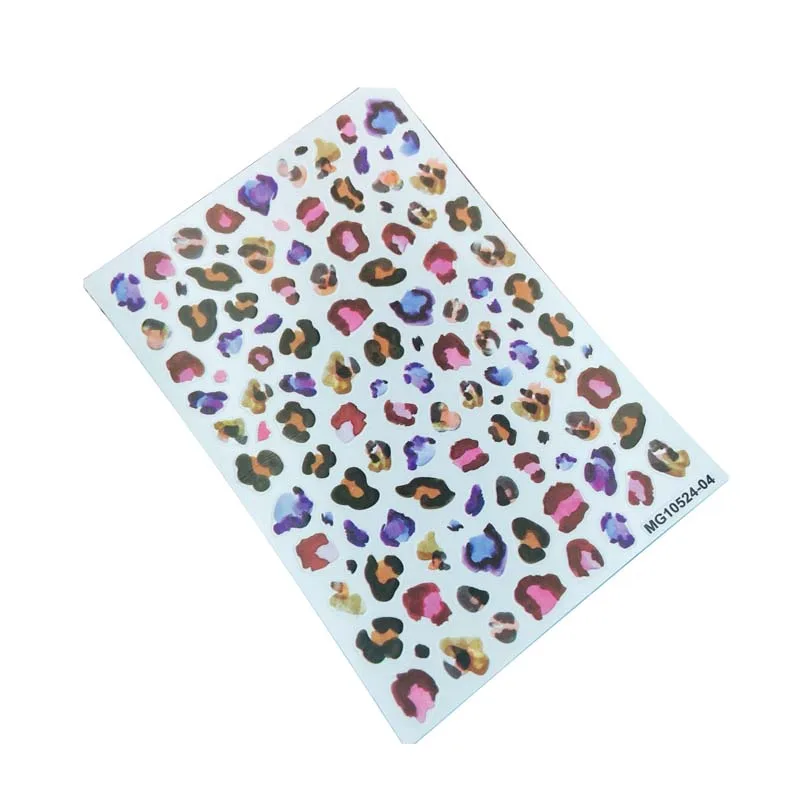 

DIY Japanese Style Fashion Hot Selling Thin Traceless Back Glue Nail Stickers New Arrival Painted Leopard Dry Nail Decals Women