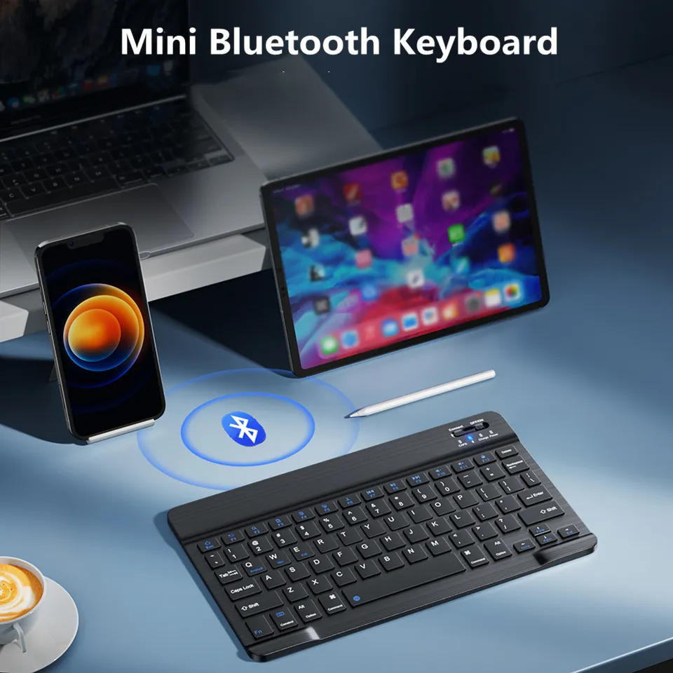 Bluetooth Wireless Keyboard Mouse Rechargeable For IOS Android Windows Tablet For iPad Air Mini Pro English Russian Keyboard 2