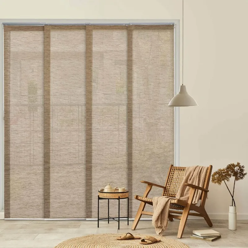 GoDear Design Adjustable Panel Track Blinds, Vertical Blinds, Patio Door Blinds,  See-Through, Jute Fabric, Yoga 2