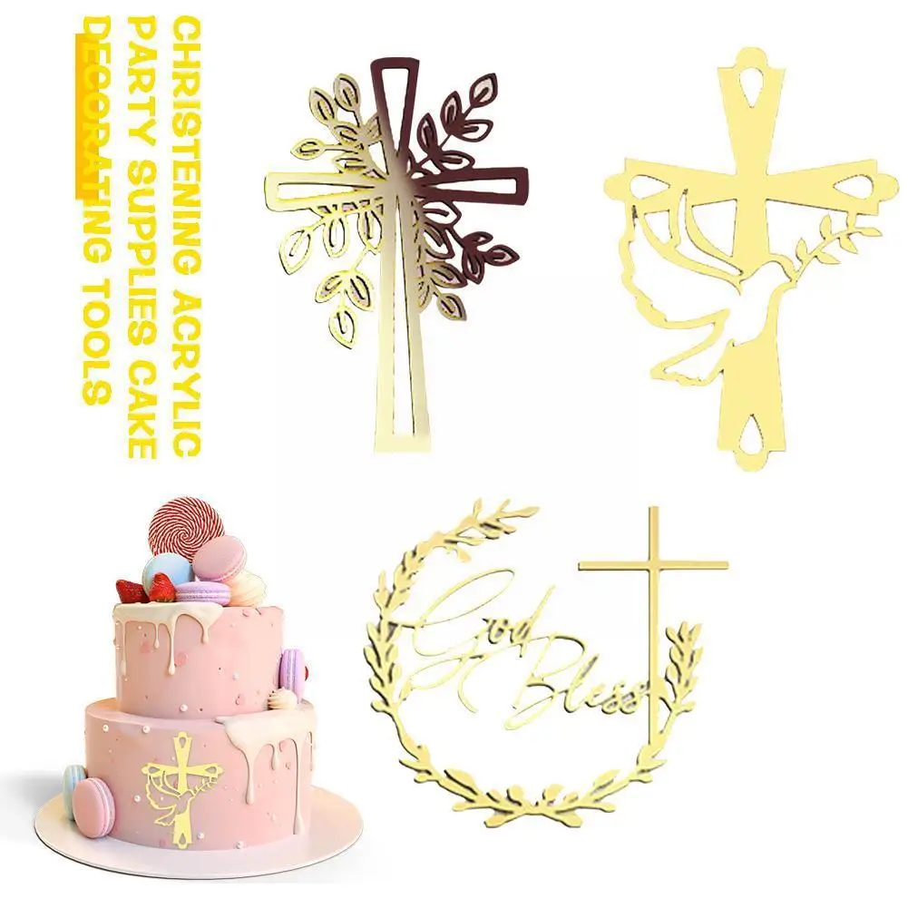 

Baptism First Communion Cake Decoration Peace Leaves Cake Tools Cake Topper Supplies Party Christening Decorating Acrylic L1U9
