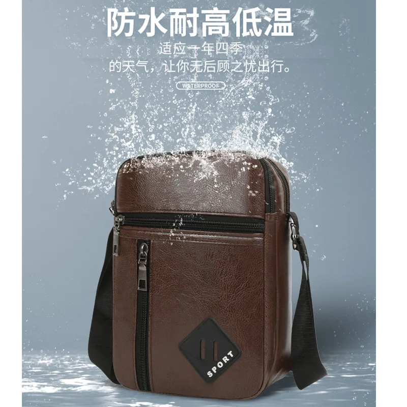 2025 Business Men's Faux Leather Multifunctional Bag Crossbody Shoulder Briefcase with Phone Pocket Wallet Organizer