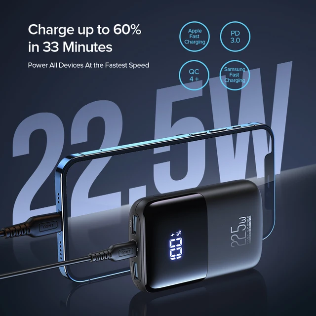 INIU Power Bank, 22.5W PD3.0 QC4.0 Fast Charging LED Display 20000mAh  Portable Charger, 3A Outputs Flashlight Phone Battery Pack Compatible with  iPhone 15 14 13 12 Samsung Xiaomi etc : : Electronics & Photo