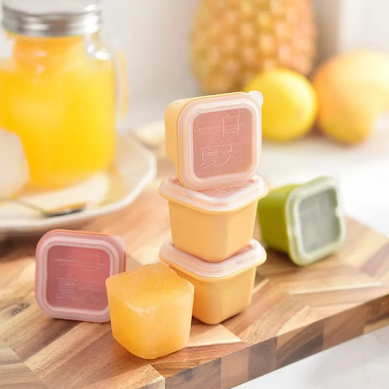 3pcs Soft Bottom Ice Cube Mold Ice Box With Lid Diy Fruit Milk Icecream Maker Refrigerator Ice Storage Box Summer Ice Cube Tray