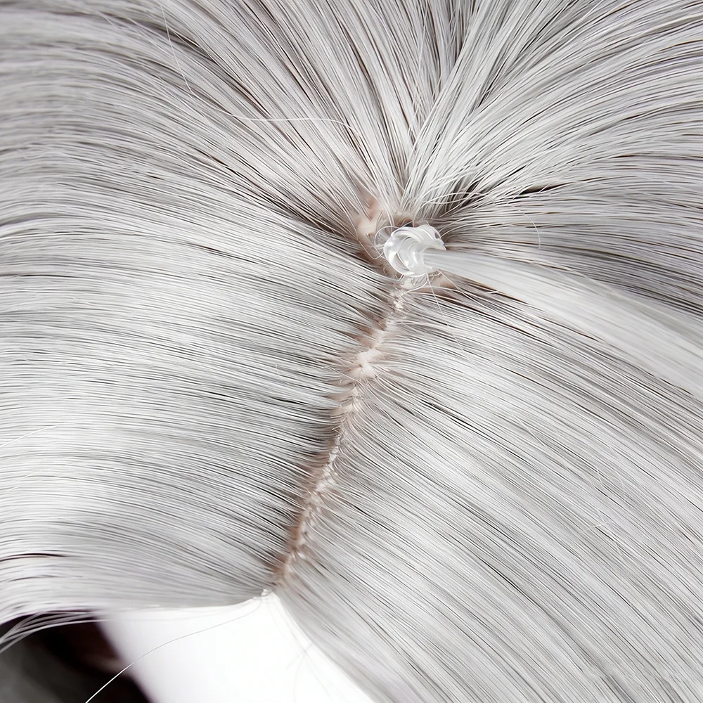 Genshin Impact: Illuga | Silver Short Hair Wig for Cosplay 20 Genshin Impact-Inspired Silver Grey Red Mixed Short Hair Wig for Cosplay Events
