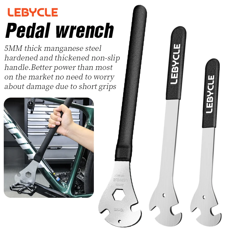 LEBYCLE Bike Pedal Wrench Extra Long Handle Sturdy Durable Cycling