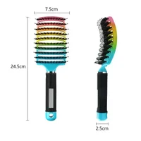 Brosse à cheveux exfoliante, brosse à cheveux en poils pour femmes, peigne humide et bouclé, outil de coiffure pour Salon de coiffure, spécial pour vrais perruques de cheveux 2