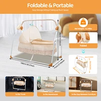 Berceau électrique pour bébé de 0 à 18 mois, balançoire automatique avec télécommande et musique, capacité de 25KG/55LBS, couffin pliable pour bébé 5