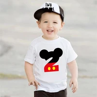 New Kids Boys Girls Mickey Mouse Birthday T-shirts Short Sleeved T Shirt Size 1 2 3 4 5 6 7 8 9 Year Children Party Clothing Tee 2