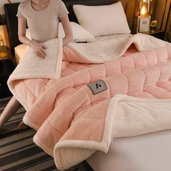 Three - Layer Cozy Soft Plush Winter Blanket - Thickened Milk Velvet for Warmth and Comfort (Pink)