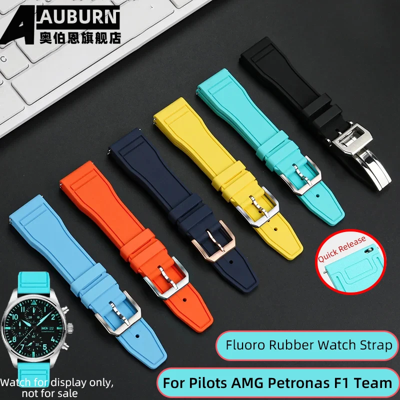 Cinturino Per Orologio In Gomma Fluorurata 20Mm 21Mm 22Mm Per Iwc Cinturino A Sgancio Rapido Pilots Amg Petronas F1 Team Iw388108 Iw388114 Bracciale D