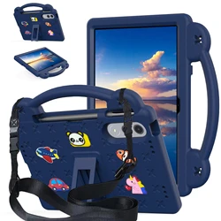 Sturdy EVA Stand Case with Hand Holder for 11.1 - inch Tablets, Ideal for Kids' Protection and DIY Customization (Navy Blue - With Strap)