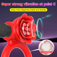 Rose Penisring Sexspielzeug für Männer 10 Vibrationen Vergnügen Penisringe Vibrator Klitoris Nippel G-Punkt Stimulator Erwachsene Paare Waren 2