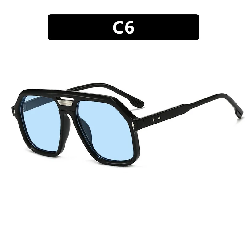 Vintage-Inspired Oversized Square Sunglasses with Rivet Accents and UV400 Protection