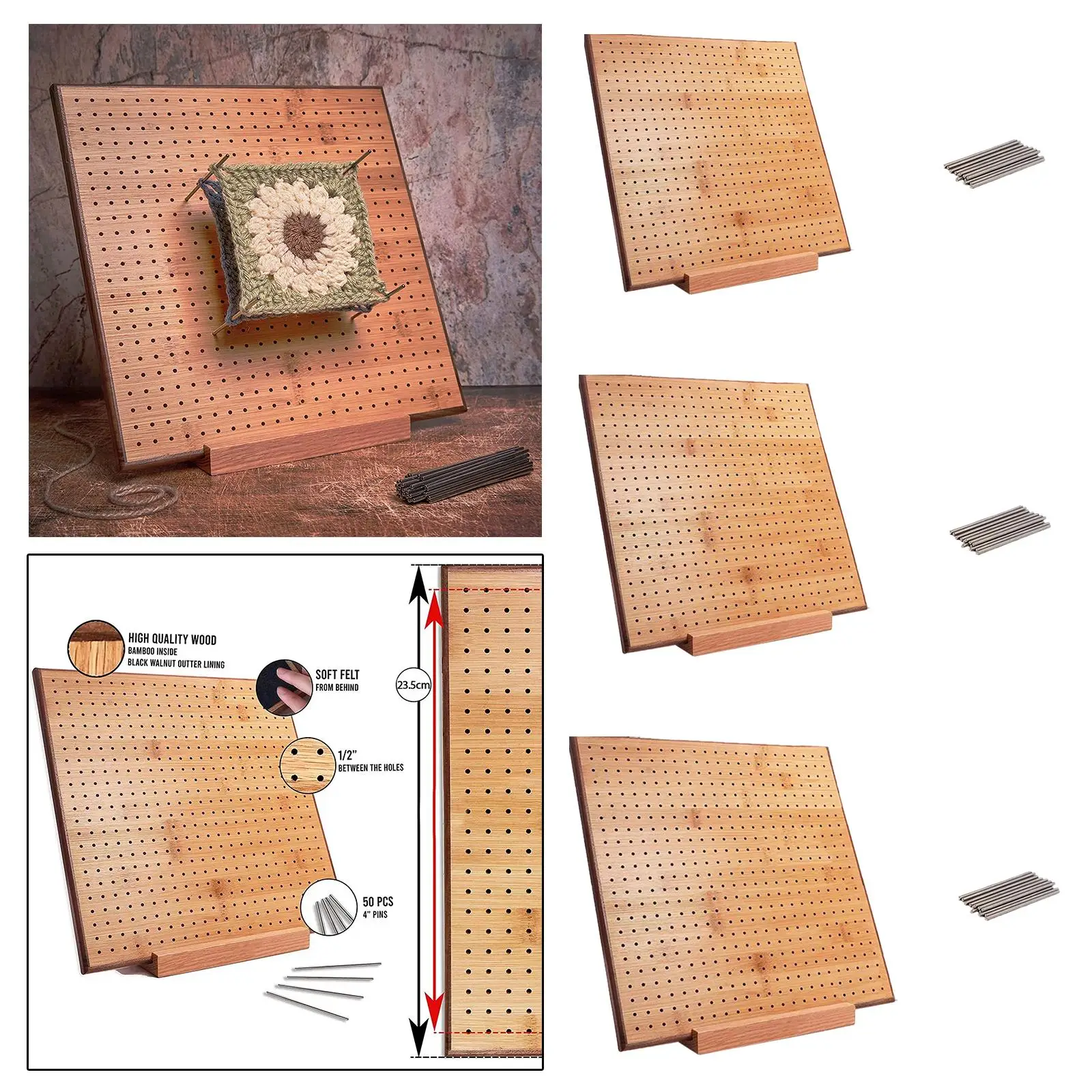 Crochet Blocking Board with Pegs Bamboo 8 Inches Pegboard for Crochet  Knitting Blocking Board Gift for Granny Squares Lover - AliExpress