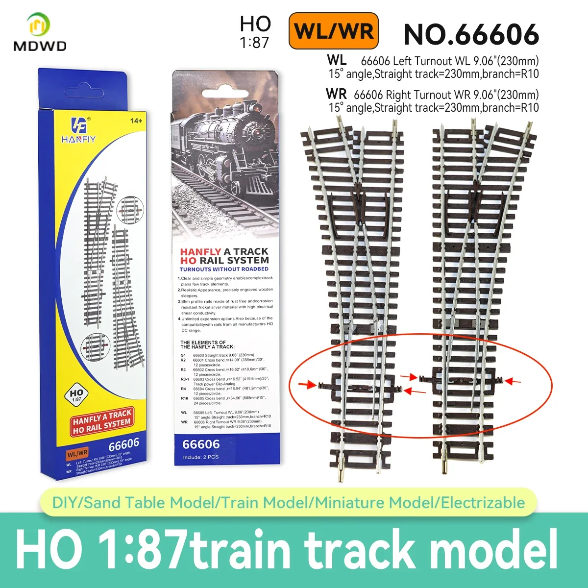 Ho scale 1/87 Train Track Model Railway  Be Powered Nickel Silver Narrow Gauge Curved Track Turnout Track Model 5