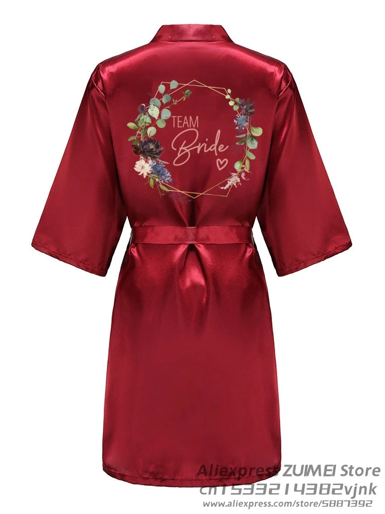 Wedding Satin Dressing Fixed printing EVJF Print Gown Personalized Bride Team Bathobe Bridal Party Bridesmaid Robes women dress women sleepwear bride robes silk robe sleepwear pajamas