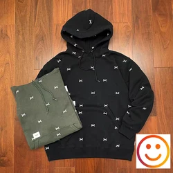 WTAPS Embroidery Bone Hooded Hoodies Men Women High Quality Black Greengray Fleece Drawstring Pullovers Cap Sweatshirts