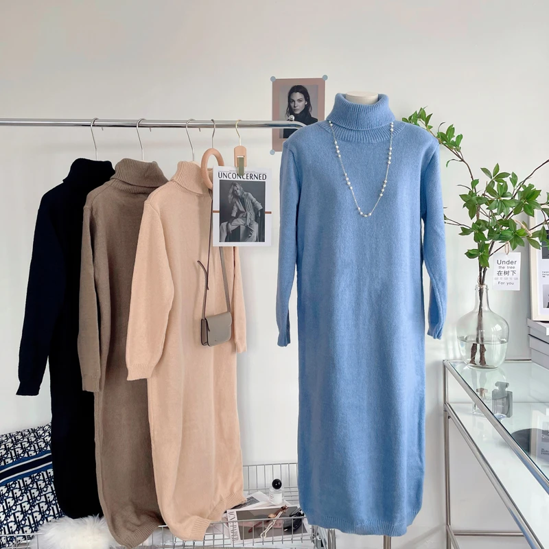 Vestito Donna Invernale In Maglione - Manica Lunga, Girocollo, Taglio A, Morbido E Elastico - Foto 4