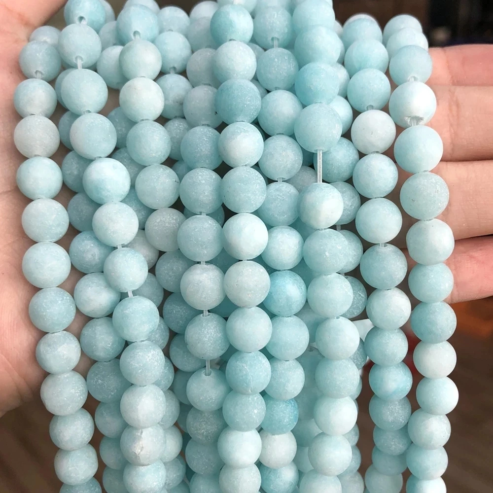 Natural Stone Matte Amazonite Round Beads for Jewelry Making  Perles Gem Loose Beads Diy Bracelet Necklace 15'' 4/6/8/10/12mm