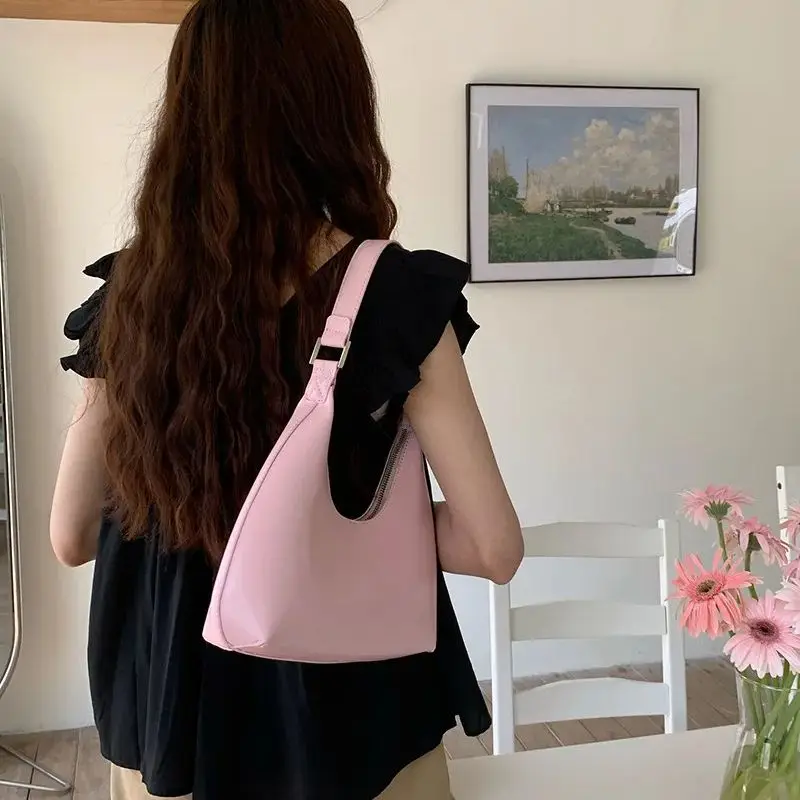 New Fashion Women's Handbags Soild Color Girls Underarm Bag PU Leather Female Shoulder Bags High-quality Tote
