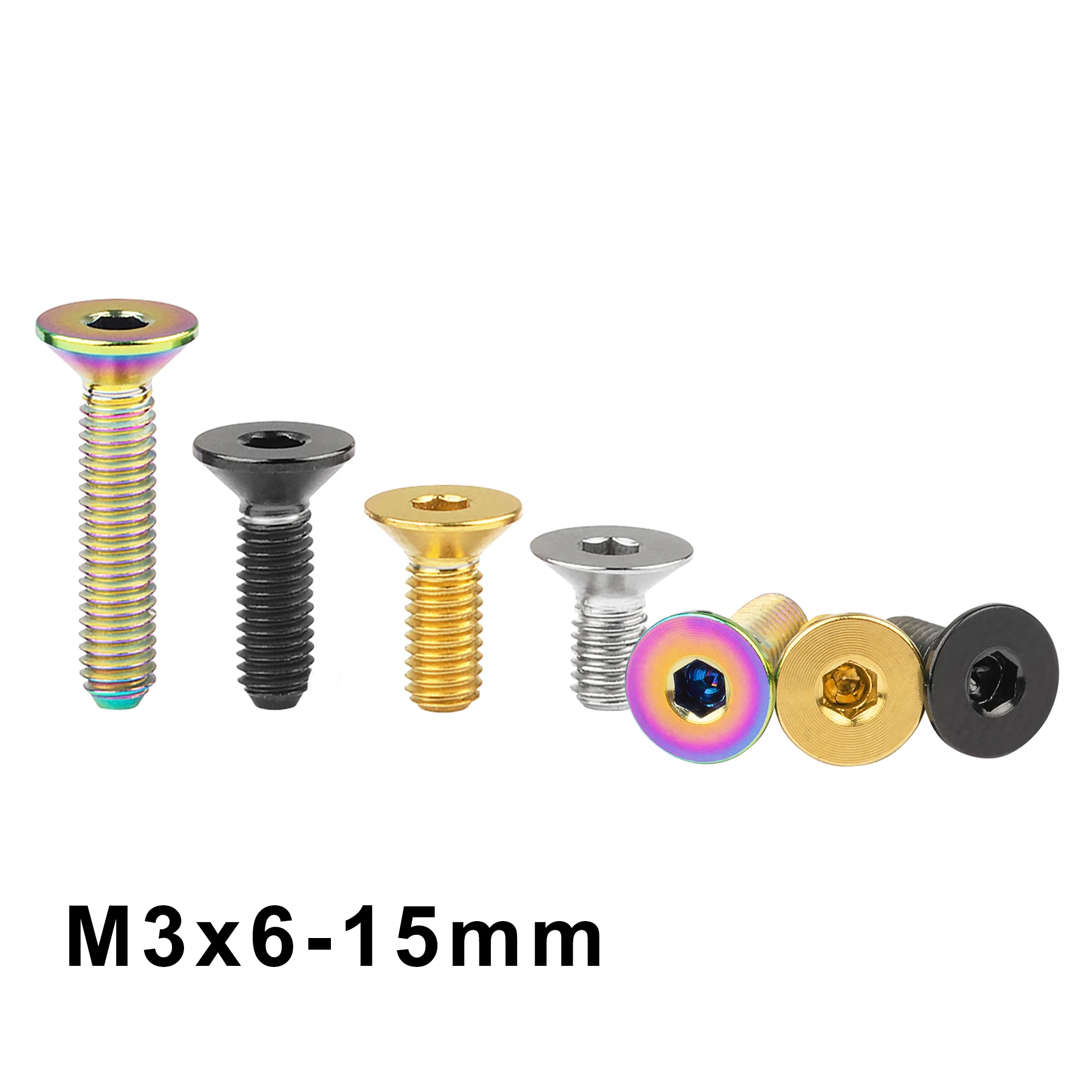 Weiqijie Peças Parafusos de Titânio M3x6 10 15 mm Parafusos de Cabeça Escareada para Parafusos de Bicicleta