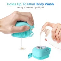 Pet Dog Shampoo Brush 2.7oz 80ml Cat Massage Comb Grooming Scrubber for Bathing Short Hair Soft Silicone Rubber 3