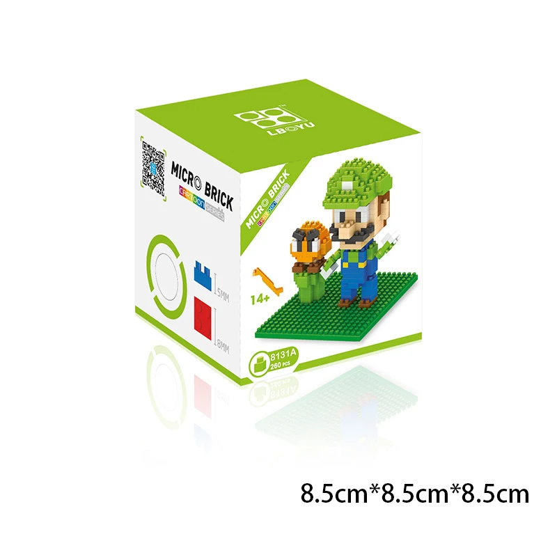 thumbnail image 1 of Figuras de bloques de construcción de Mario, dibujos animados, partículas pequeñas, modelos de bloques ensamblados, muñecas, juguetes, regalos para niños, 1 of 5