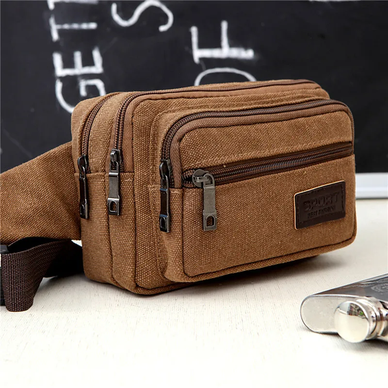 Men Waist Bag Outdoor Sports Multifunctional Large Capacity Solid Color Male Waist Bags