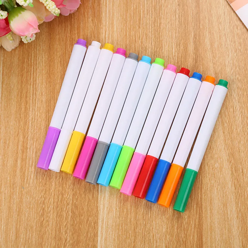 1/12Pcs 컬러 액체 분필 먼지가 없고 지울 수있는 LED 형광등 보드 펜 어린이 낙서 그림 칠판 펜