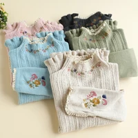 Autumn New Sweet Mock Neck Embroidered Pullovers Sweater Women Long Sleeve Casual Knitting Top Pullovers D259 1