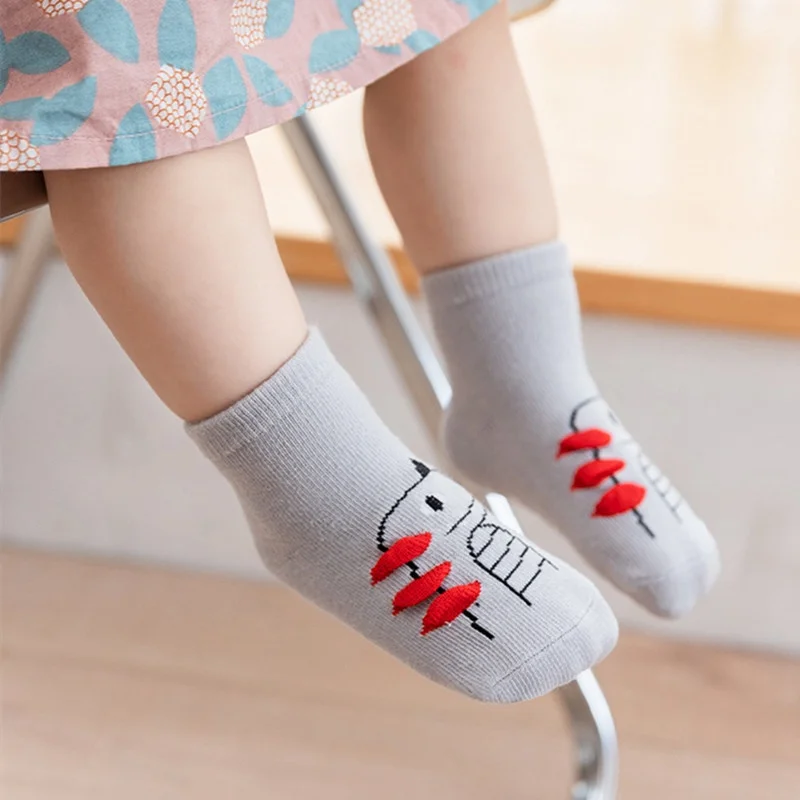 4Pairs/lot Anti-slip Baby Socks Cute Animal Cartoon Baby Boy Girls Sock Infant Children's Floor Socks 0-3 Years Old 2