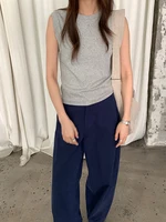 Spring women's casual solid color round neck slim fit vest - Image 2