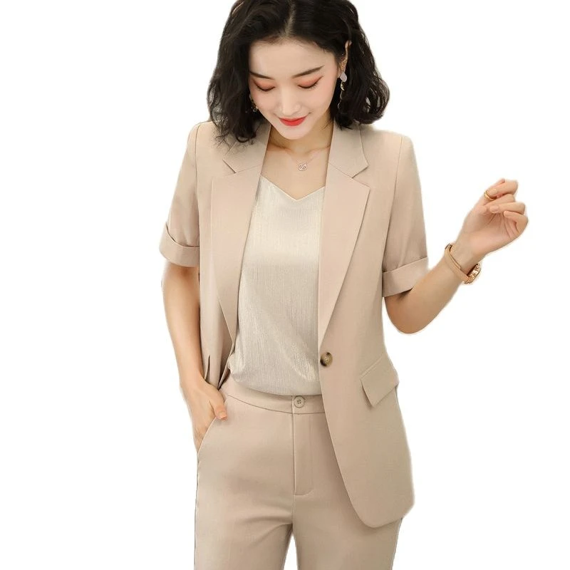 2020 sommer Kurzarm Formalen Berufs Frauen Anzüge mit Hosen und Jacken  Mantel Weibliche Hosenanzüge Damen Blazer|Hosenanzüge| - AliExpress