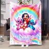Customized Name Blanket Disney Stitch Print Soft and Warm Blanket Suitable for Home Office Camper Sofa Bed Picnic Blanket Gift 3