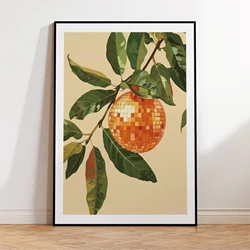 Vibrant Orange Disco Ball Canvas Art - Modern Wall Decor - 40x50cm Black Frame (G2740 - 1)
