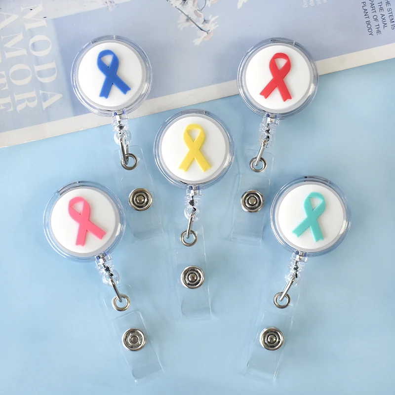 Retractable Badge Reel Badge Holder Retractable Id Tag Retractable Id Lanyard 1 Piece Colorful Ribbon Doctor Nurse ID Name Badge Reel for Office Staff Work Card Clip Badge Holder Retractable Lanyard