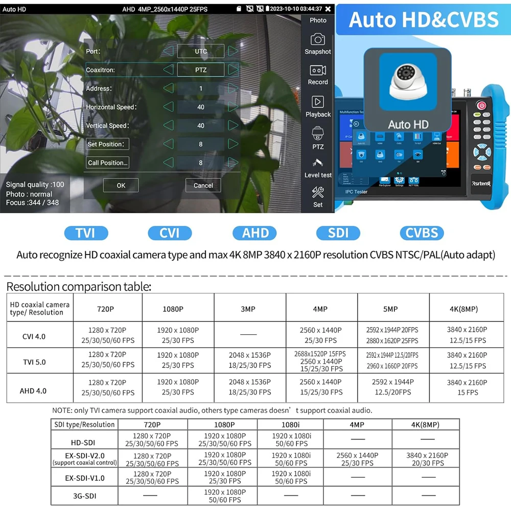 Noyafa 7inch CCTV IPC Tester 8MP AHD CVI TVI SDI Camera Tester VGA HDMI Input IPC716ADHS Camera Security Monitoring Cable